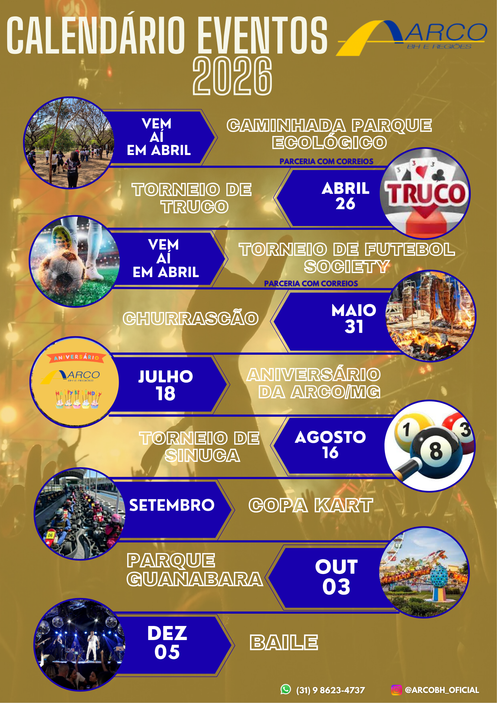 CALENDARIO DE EVENTOS ARCO/MG 2026!!